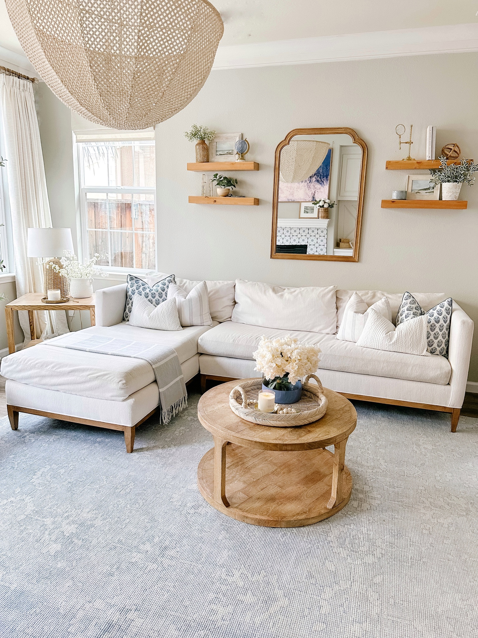 Love how the living room is looking with the new rug and I finally got a Roman shade that fit the window behind the couch perfectly. I’m still in the process of finding the right coffee table for this space though. Happy Sunday my friends I hope you make it a good one 🤍

#LTKhome