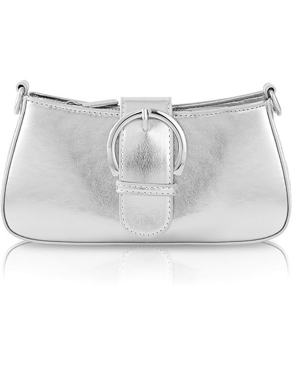 Clutch Purse for Women - Evening Purse Small PU Leather Shoulder Bag, Designer Zipper Close Handb... | Amazon (US)