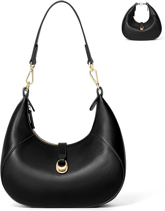 Purses for Women, Crescent Shoulder Bag, Small Soft Leather Trendy Hobo Handbags with Crescent Sn... | Amazon (US)