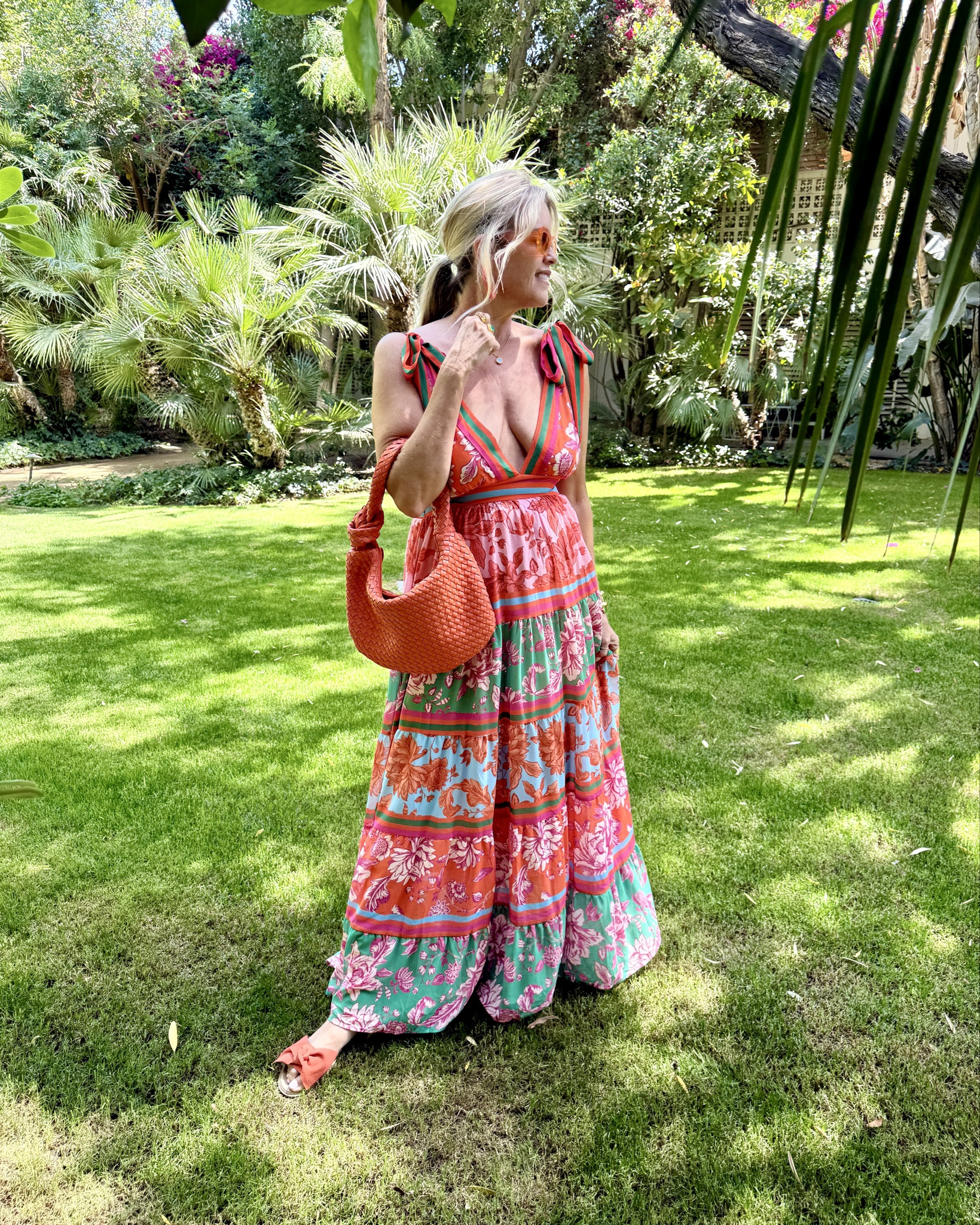 The summer dress you want if your headed on vacation or a garden event/brunch/social event etc

Floral tiers maxi with tied shoulders under $80 fit tts in a small

Julie voz jewelry 

Orange bow slides 
Orange woven bag

Amazon find sunglasses


#LTKStyleTip #LTKFindsUnder100 #LTKOver40
