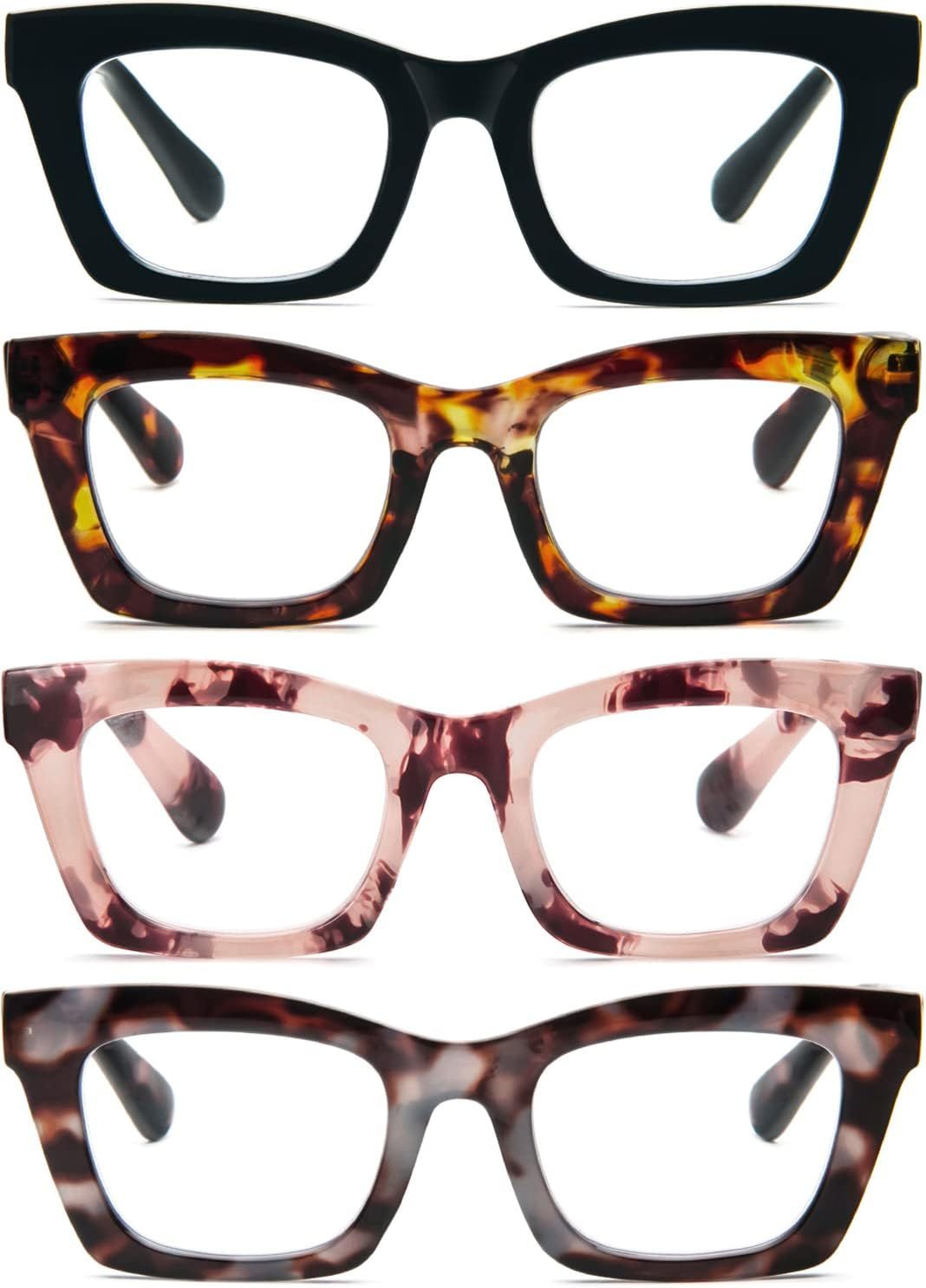 REAVEE Oprah Style Reading Glasses for Women, Blue Light Blocking Cute Oversized Square Computer ... | Amazon (US)