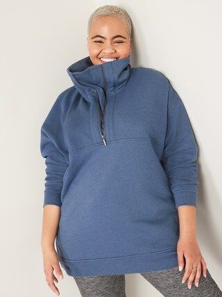 Oversized Half-Zip French Terry Funnel-Neck Sweatshirt for Women | Old Navy (US)