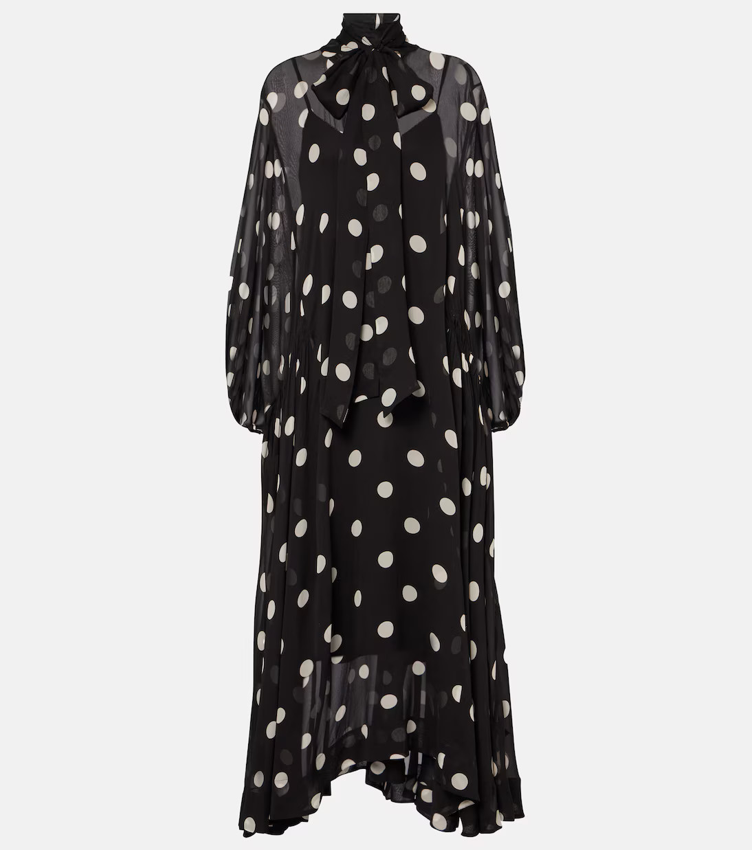 Crush Tie Neck Billow polka-dot maxi dress | Mytheresa (UK)