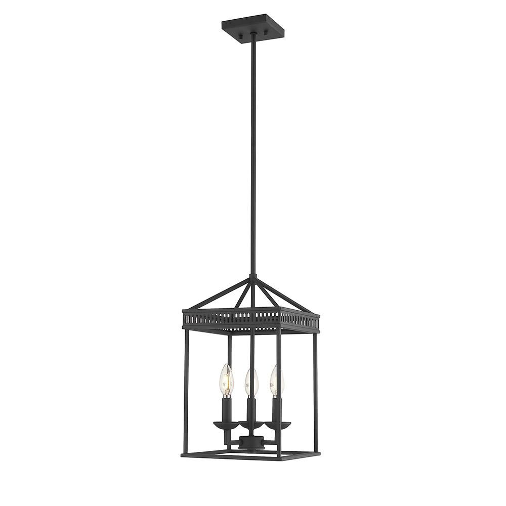 OVE Decors Henry II 3-Light Painted Black Sand Pendant | The Home Depot