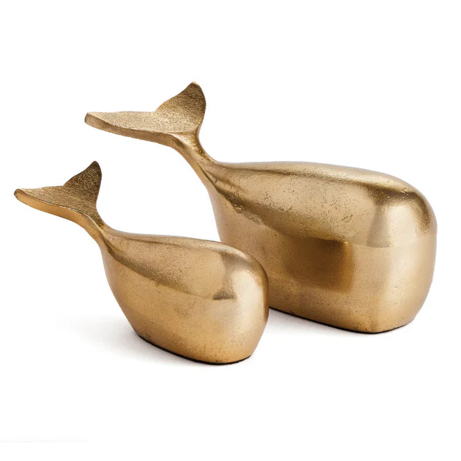 Brass Whale Sculptures - Set of 2 | Cailini Coastal