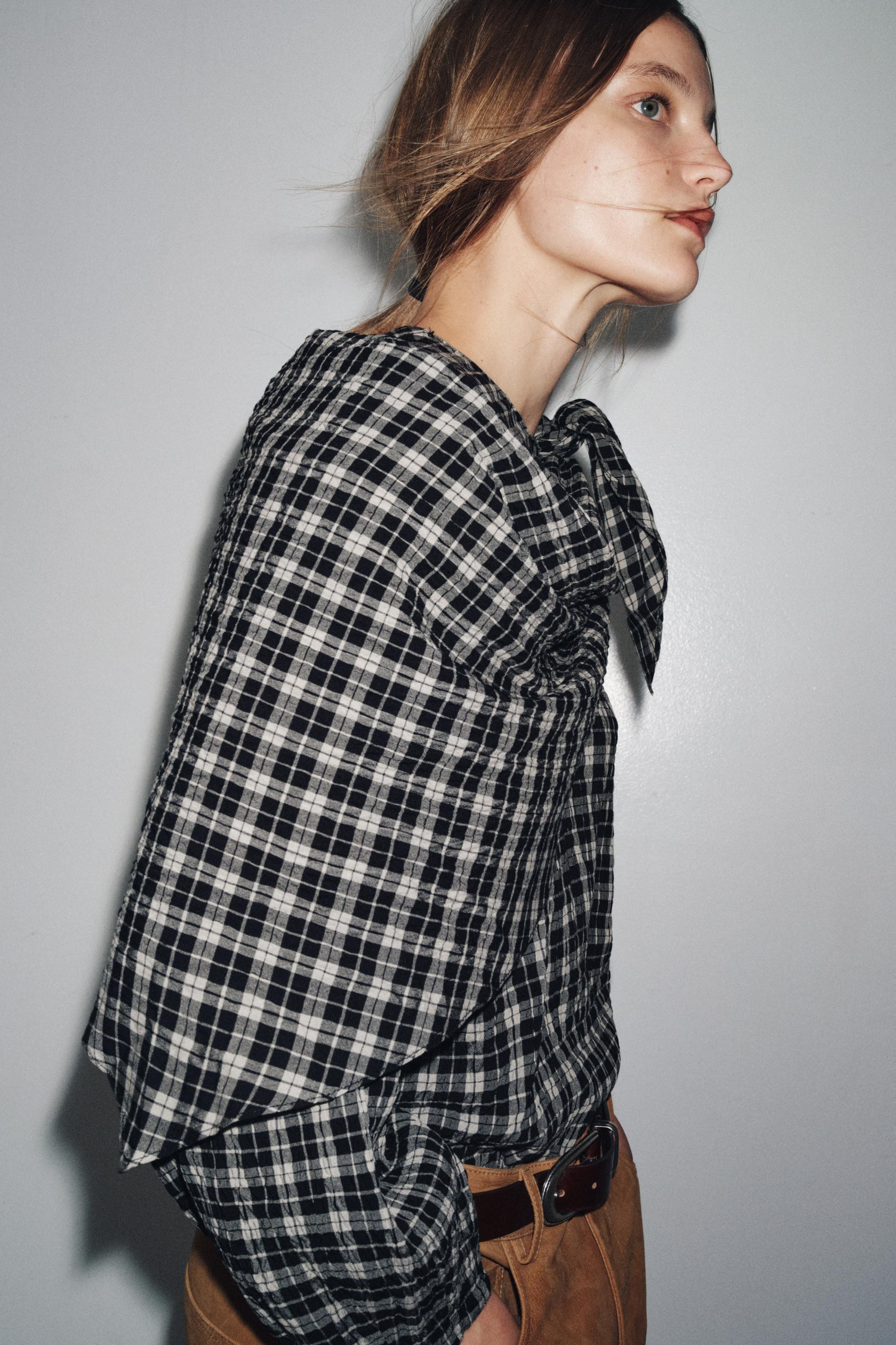 ZW COLLECTION PLAID SCARF SHIRT | Zara Canada