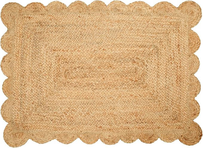 Hand Woven Area Rug Braided Jute Scalloped Border, Decor Collection Classic Quality Made for Livi... | Amazon (US)