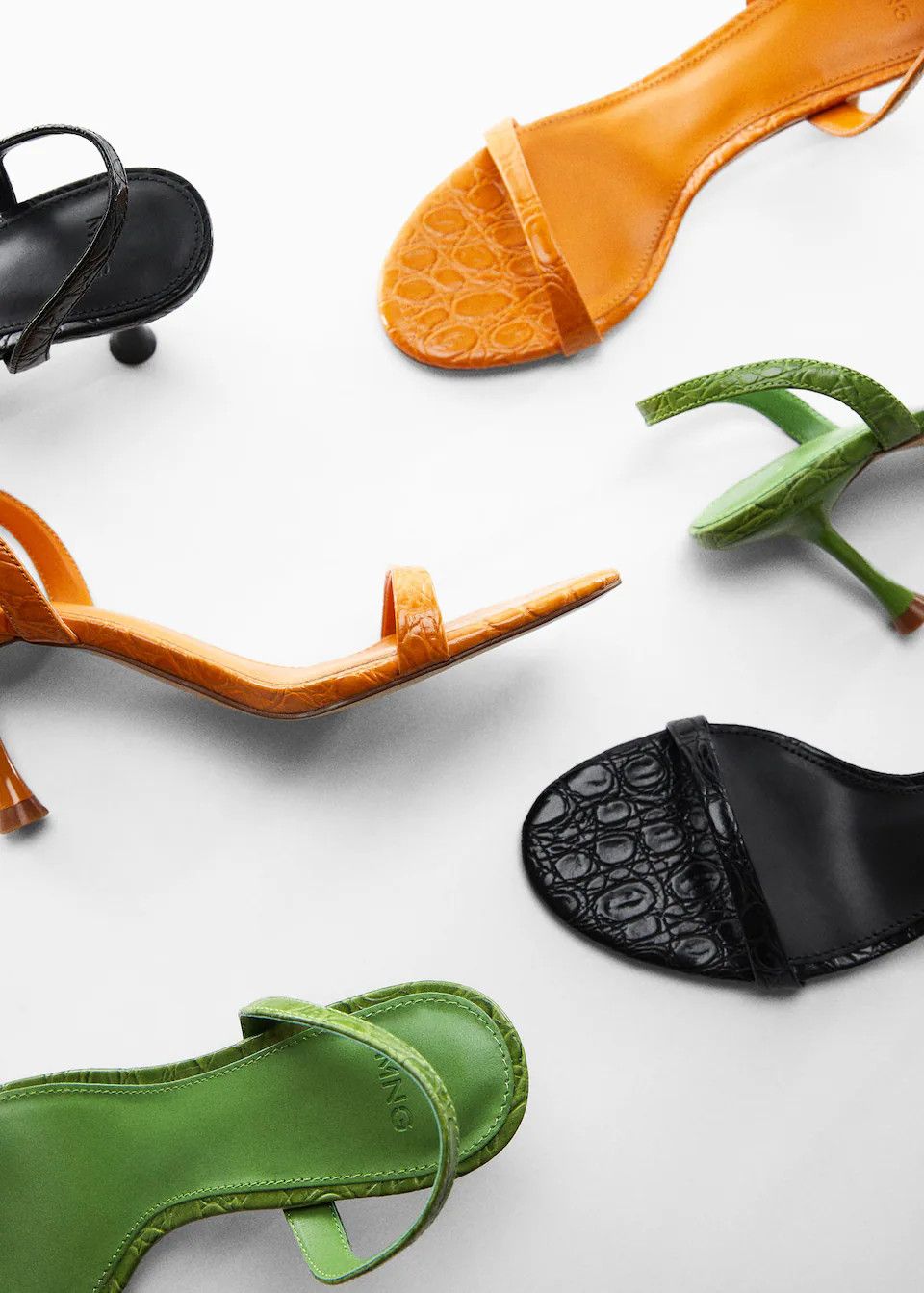 Heel croc-effect sandals | MANGO (US)