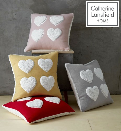 Details about   Catherine Lansfield Cosy Heart Square Filled Cushion Blush, Red, Silver Or Ochre | eBay UK