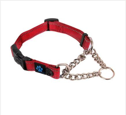 Max and Neo Dog Gear Nylon Reflective Martingale Dog Collar with Chain, Red, Large: 19.5 to 24.5-... | Chewy