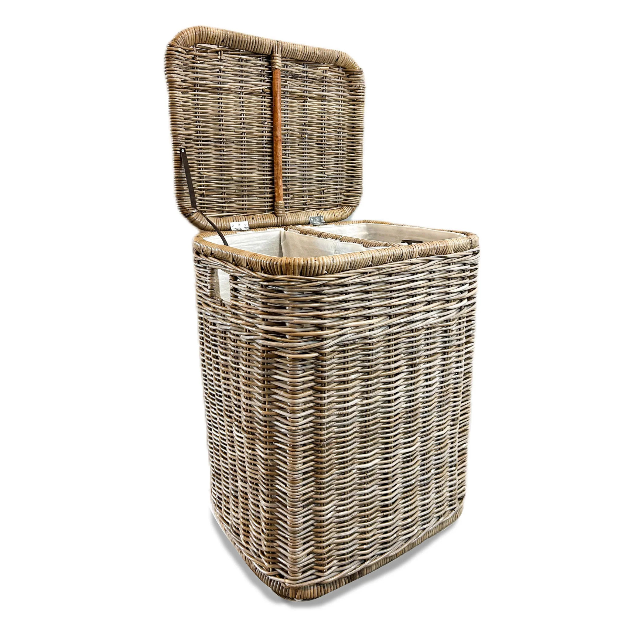 2-Compartment Kubu Wicker Laundry Hamper | The Basket Lady