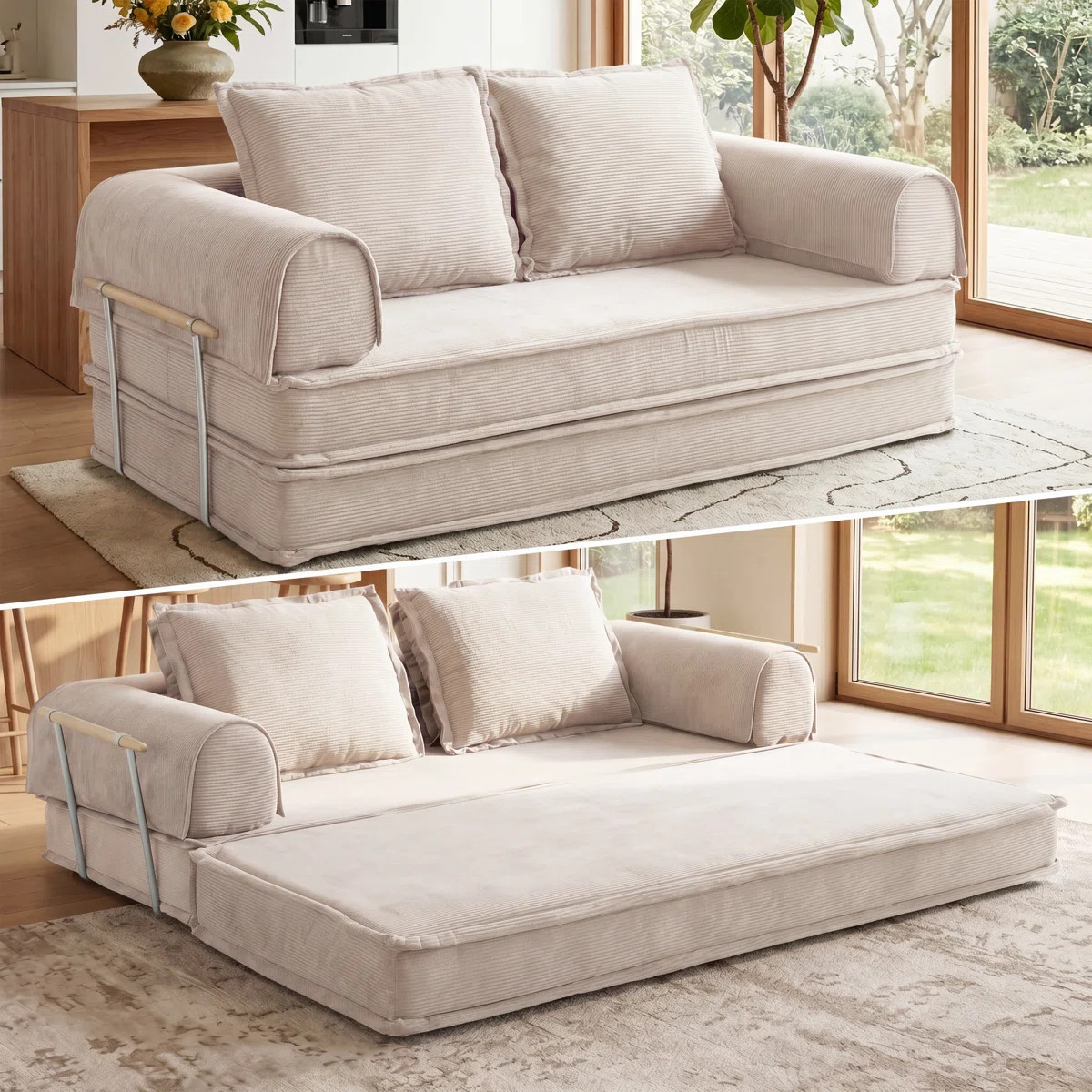 78 Inch Convertible Sofa Bed, 5-In-1 Futon Sofa Bed Pull Out Couch, Compression Couch Bed For Liv... | Wayfair North America