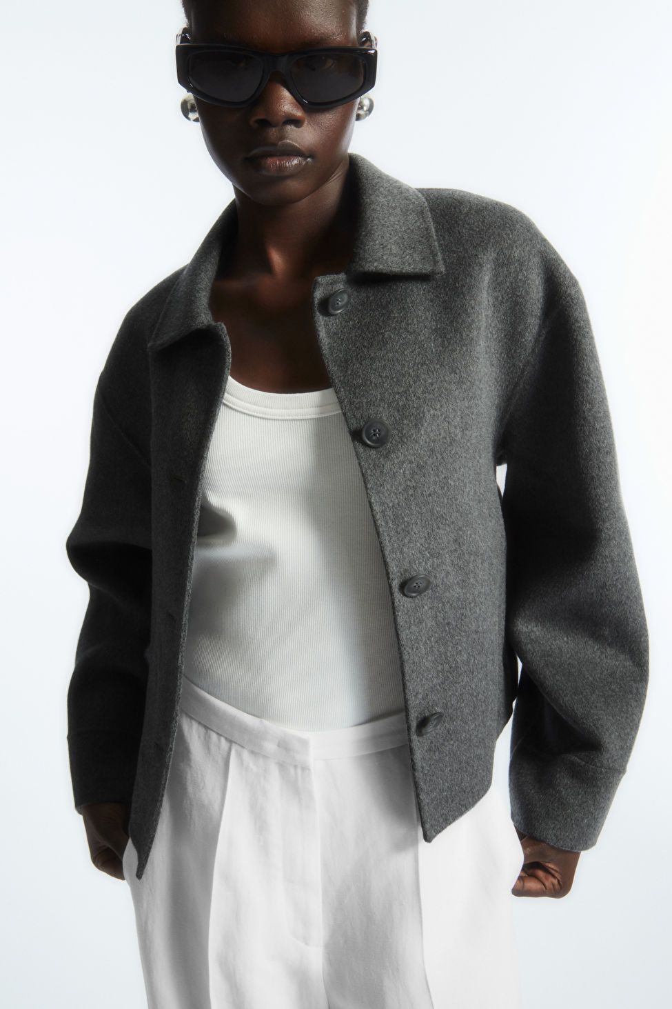BOXY-FIT DOUBLE-FACED WOOL JACKET - GREY - COS | COS UK