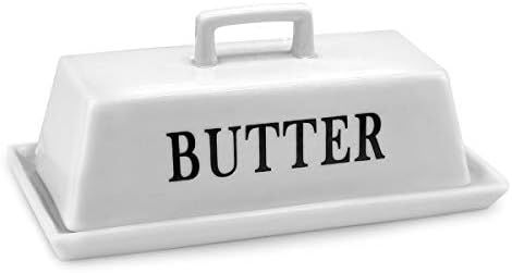 Ceramic Butter Dish, BaoFull Large Porcelain Butter Holder with Lid, White | Amazon (US)