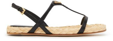 Flat sandals in leather and raffia - PRADA | 24S US