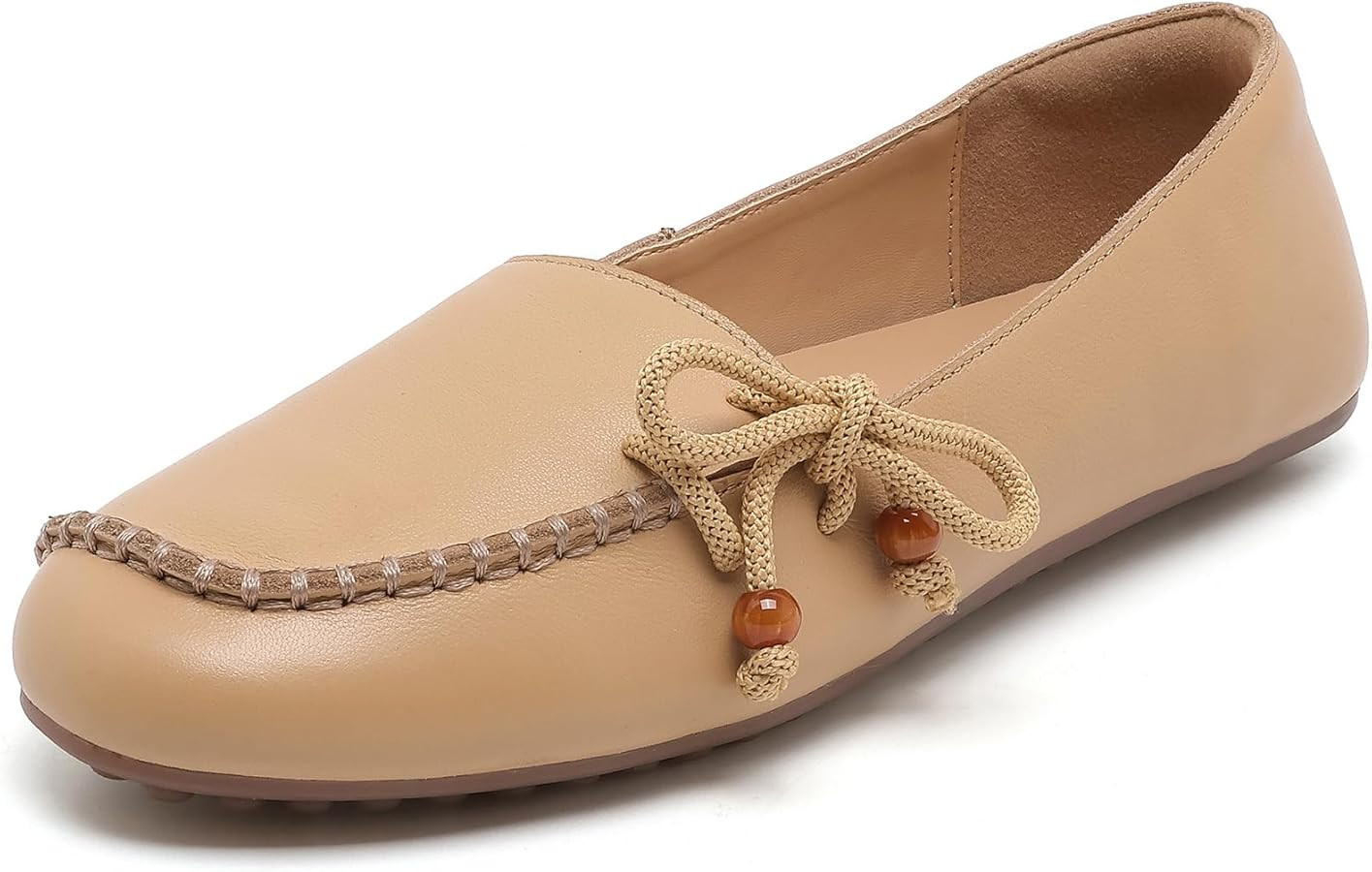 Women's Leather Loafers Genuine Comfortable Slip-On Dress Flats Soft Walking Shoes for Women | Amazon (US)