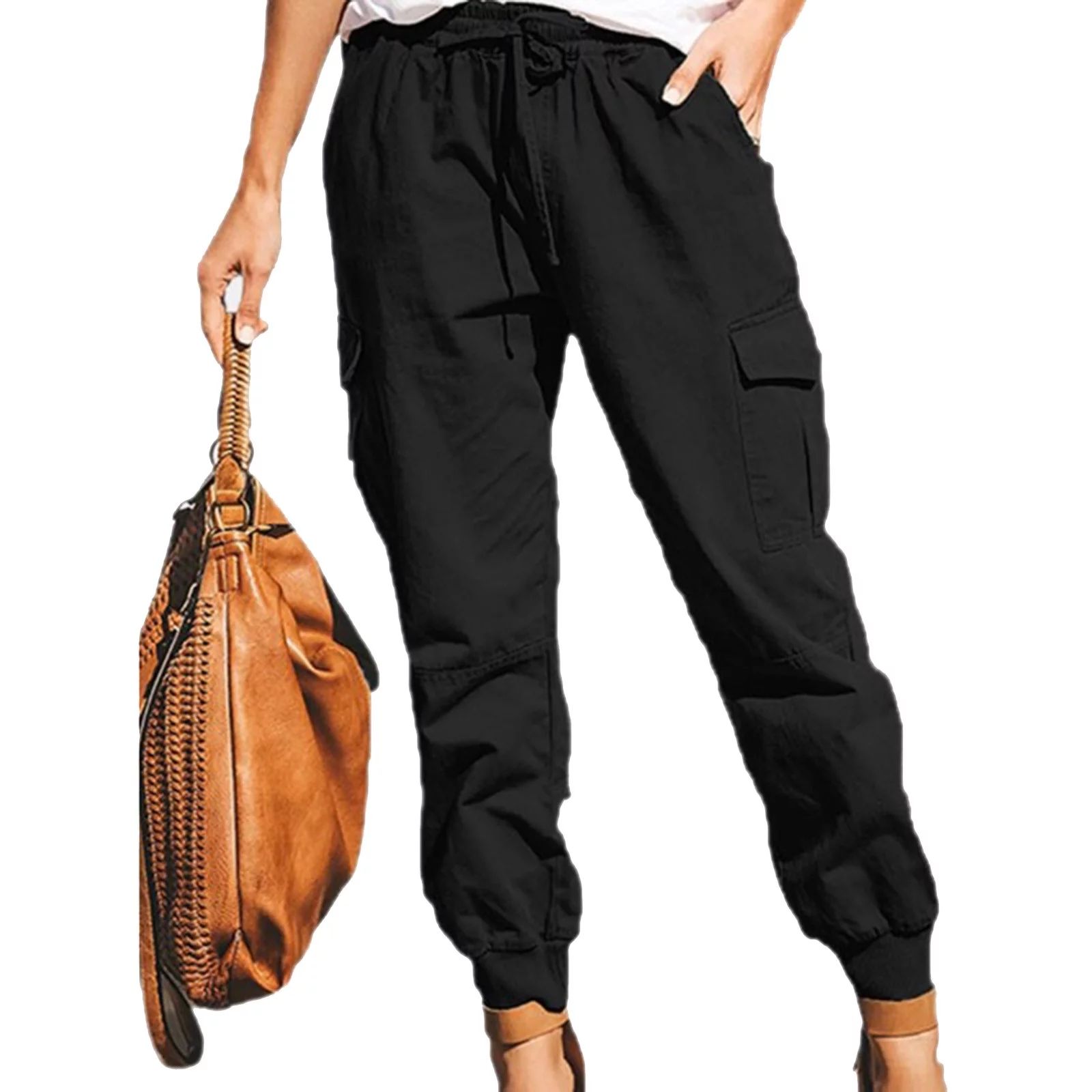 SHOPESSA Fashion Women Plus Size Drawstring Casual Solid Elastic Waist Pocket Loose Pants Early A... | Walmart (US)