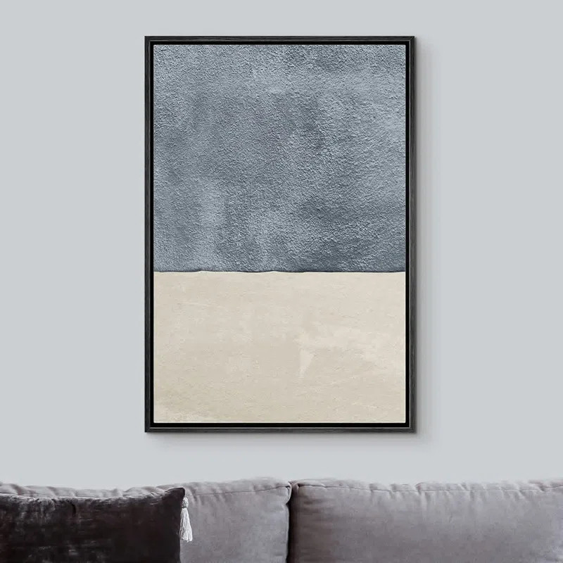 Minimal Landscape " Mid-Century Watercolor Blue Gray Color Block " Painting Print on Canvas | Wayfair North America