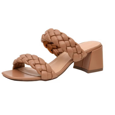CUSHIONAIRE Women's Onyx braided Heel Sandal +Memory Foam TAN 8 | Target