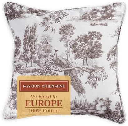 Maison d' Hermine Decorative Pillow Covers 20x20 Inch Square 100% Cotton Throw Pillow Covers with... | Amazon (US)