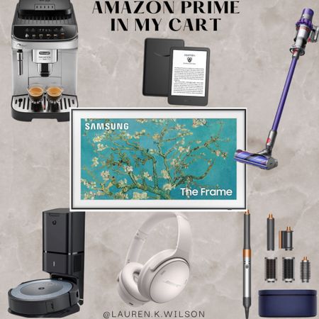 Amazon prime deals. Amazon prime deals in my cart. Dyson hair wrap on sale. Dyson vacuum on sale. Frame TV. iRobot. Coffee and espresso machine. Kindle 

#LTKxPrimeDay #LTKhome #LTKsalealert
