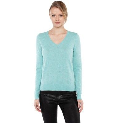 JENNIE LIU Women's 100% Pure Cashmere Long Sleeve Pullover V Neck Sweater | Target