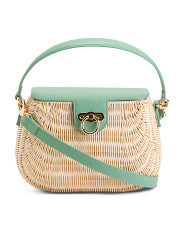 Made In Italy Rattan Picnic Crossbody With Top Flap Lock | TJ Maxx