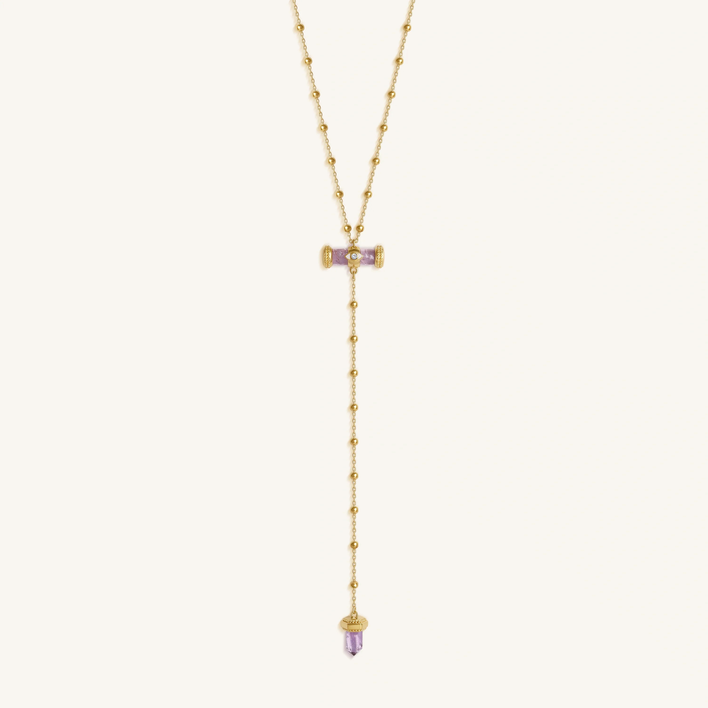 Sacred Remedy Gold Amethyst Evil Eye Necklace | Karma and Luck | Karma and Luck