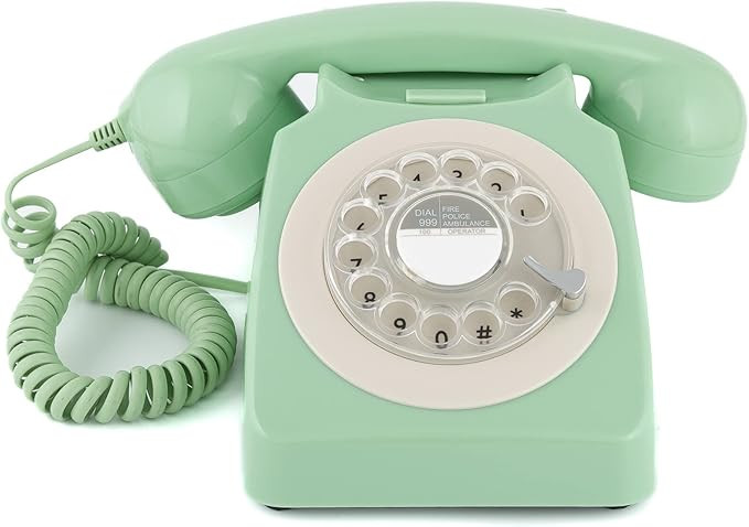 GPO 746 Rotary 1970s-style Retro Landline Phone - Curly Cord, Authentic Bell Ring | Amazon (US)