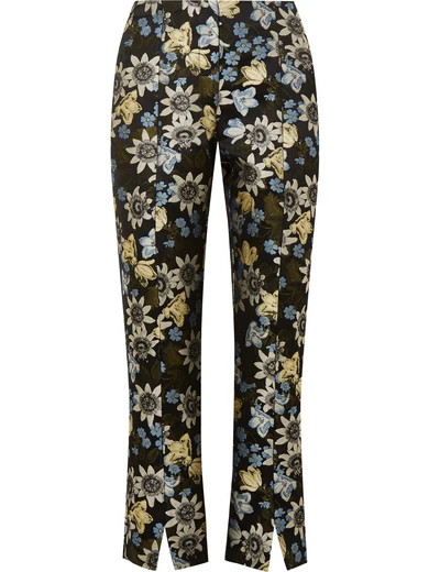 Erdem - Syrah Cropped Floral-jacquard Slim-leg Pants - Black | NET-A-PORTER (US)