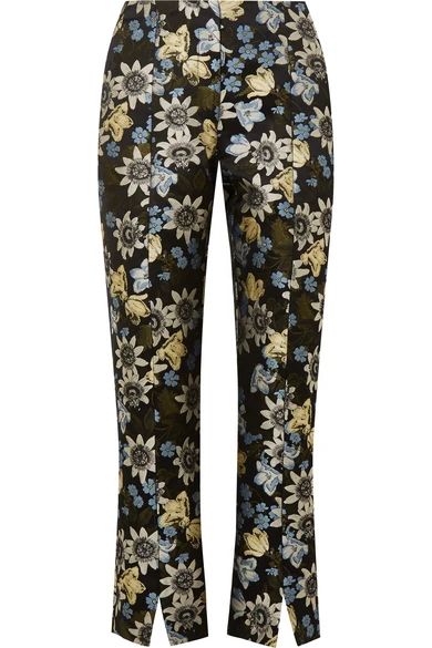 Erdem - Syrah Cropped Floral-jacquard Slim-leg Pants - Black | NET-A-PORTER (US)