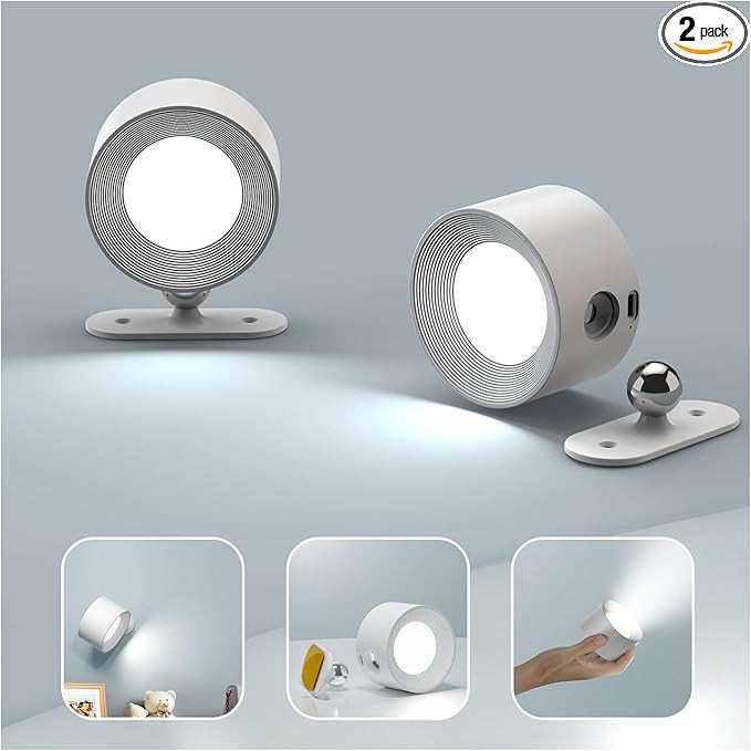 Koopala 2PACK LED Wall Lamps with Rechargeable Battery Operated, Wall Mounted Lights with 3 Brigh... | Amazon (US)