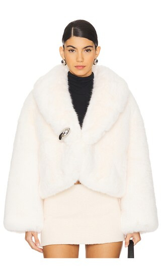Cropped Faux Fur Jacket in White | Revolve Clothing (Global)
