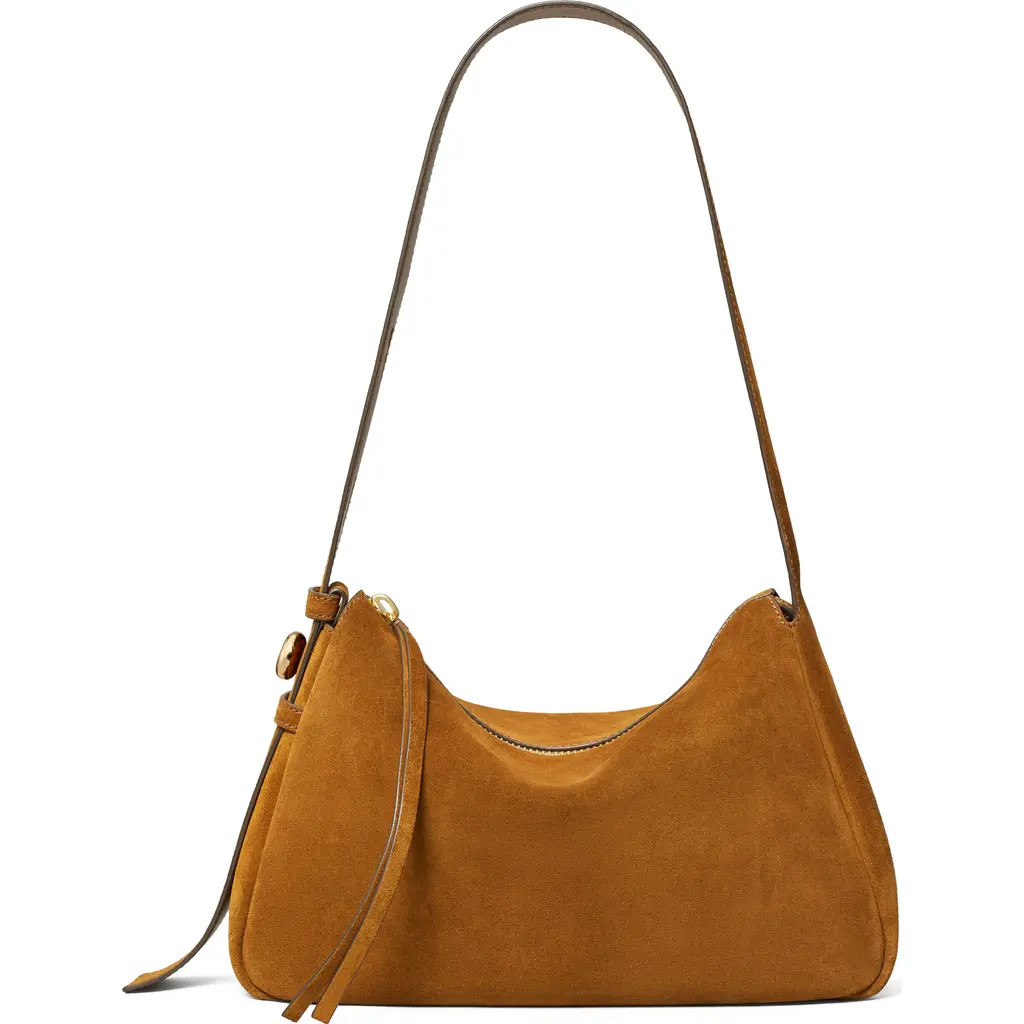 Tory Burch Romy Suede Shoulder Bag in Caramel at Nordstrom | Nordstrom