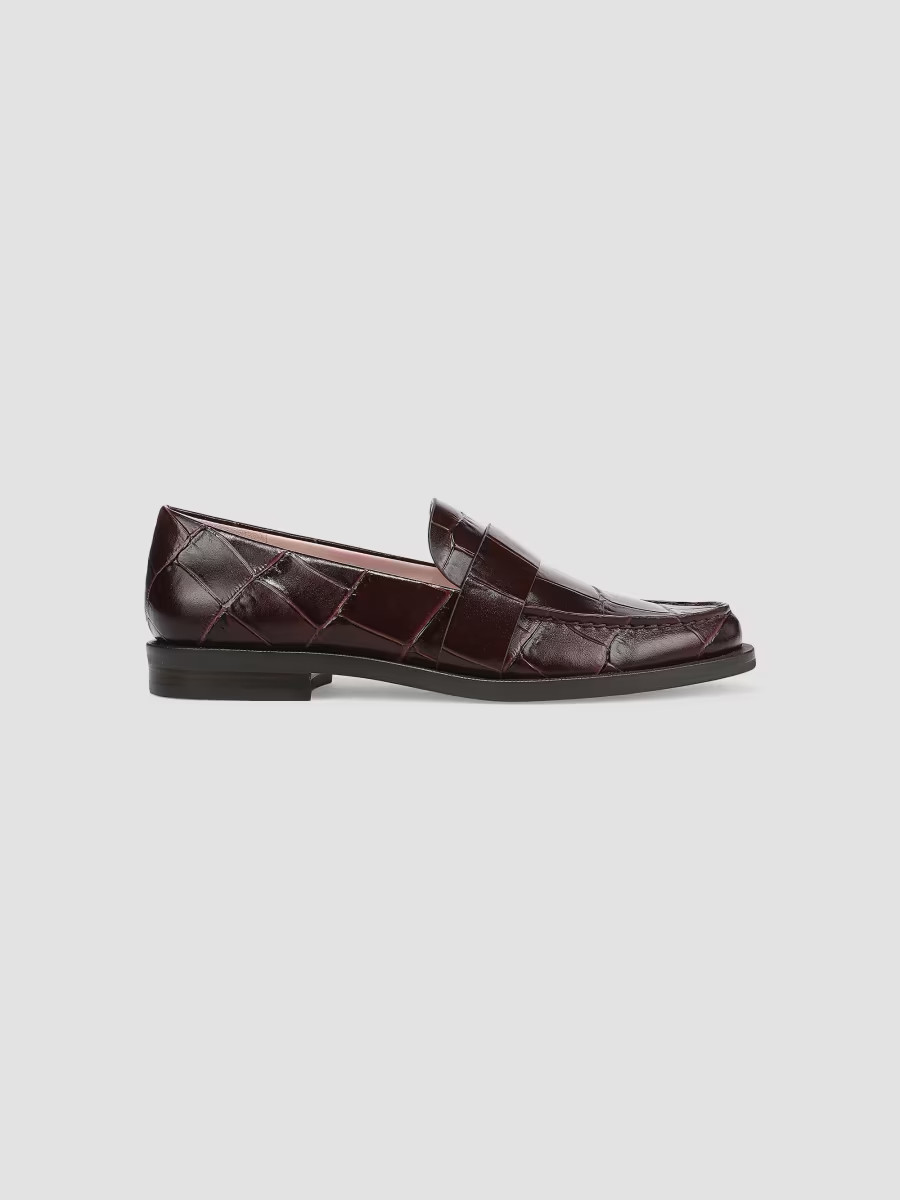 Women's Lola Croc-Embossed Leather Penny Loafers - Deep Bordeaux - Size 8 | Saks Fifth Avenue