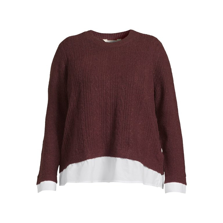 Terra & Sky Women’s Plus Size Layered Look Cable Knit Sweater | Walmart (US)