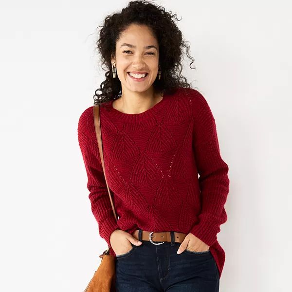Women's Sonoma Goods For Life® Diamond Stitch Pullover Sweater | Kohl's