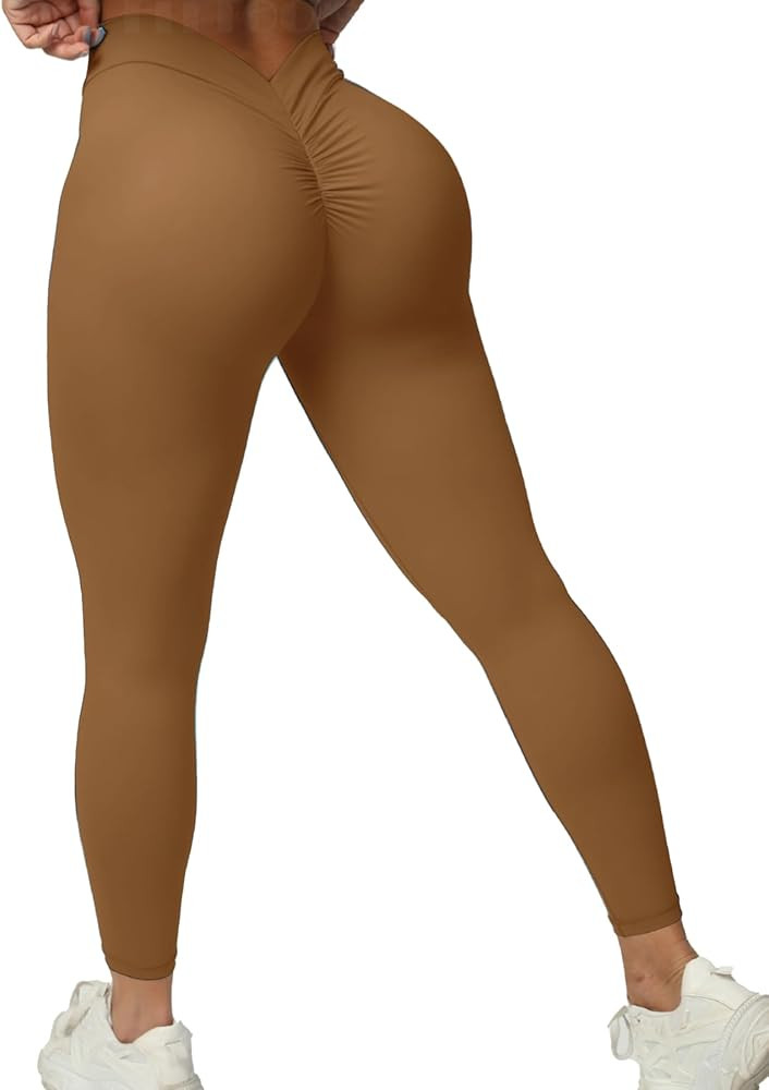 FITTOO V-Back Scrunch Butt Lift Leggings for Women High Waist Tummy Control Booty Gym Workout Yog... | Amazon (US)