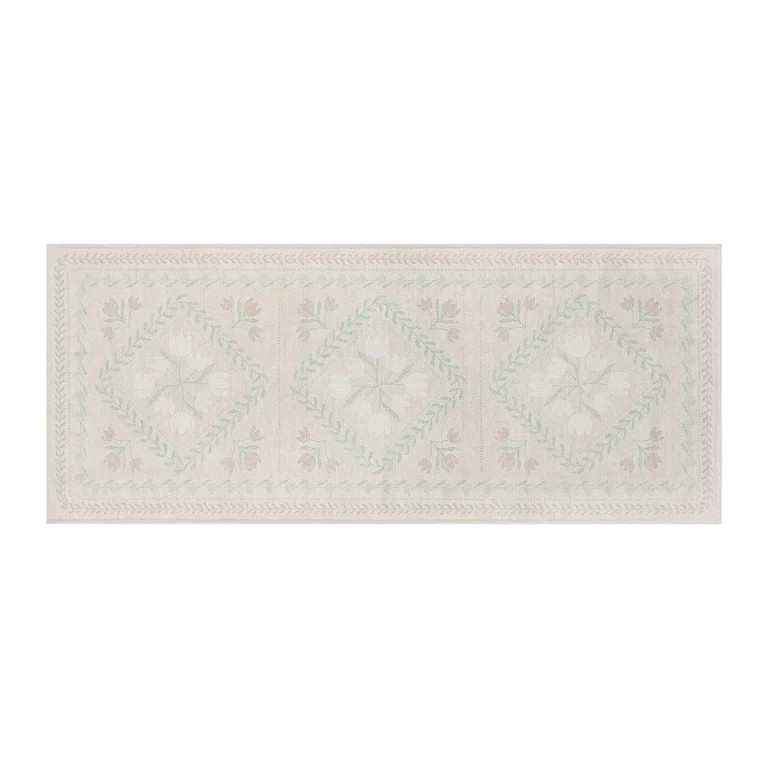 Better Homes & Gardens Neutral Soliel Floral 30" x 72" Runner Rug | Walmart (US)