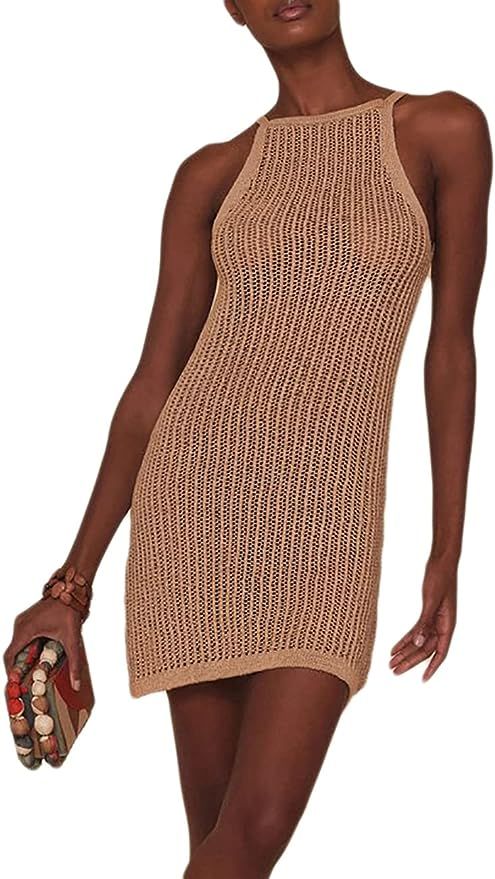 AILUNSNIKA Tunic Swimwear Cover Up Crochet Hollow Beach Bikini Dress for Women | Amazon (US)
