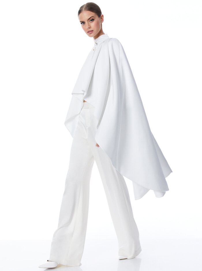 SUSANNE HIGH LOW COLLARED CAPE | Alice + Olivia