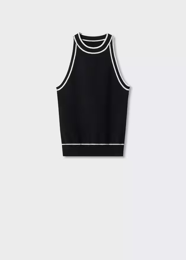 Knitted top with contrast details | MANGO (UK)