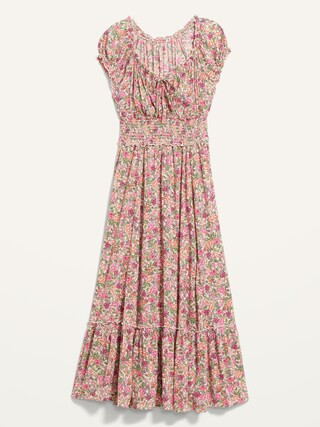 Smocked Waist-Defined Floral-Print Midi Dress for Women | Old Navy (US)