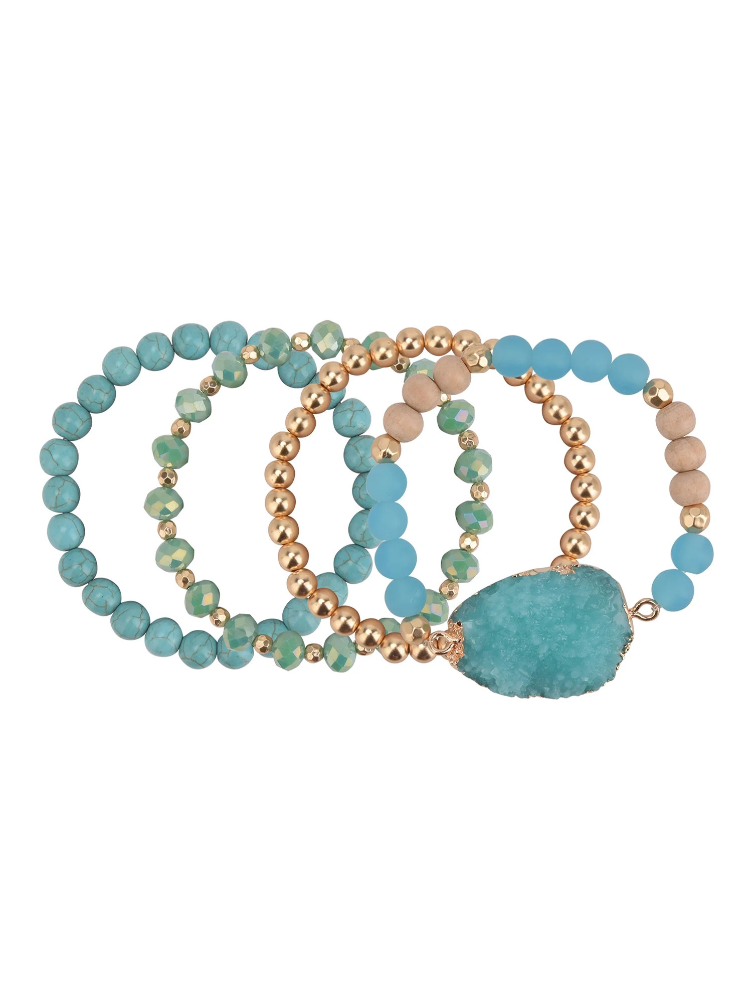 The Pioneer Woman - Women's Jewelry, Soft Gold-tone Bracelet Set with Resin Druzy and Semi-Precio... | Walmart (US)