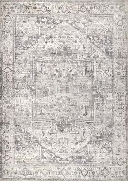 Gray Atrium Medallion Washable 8' x 10' Area Rug | Rugs USA