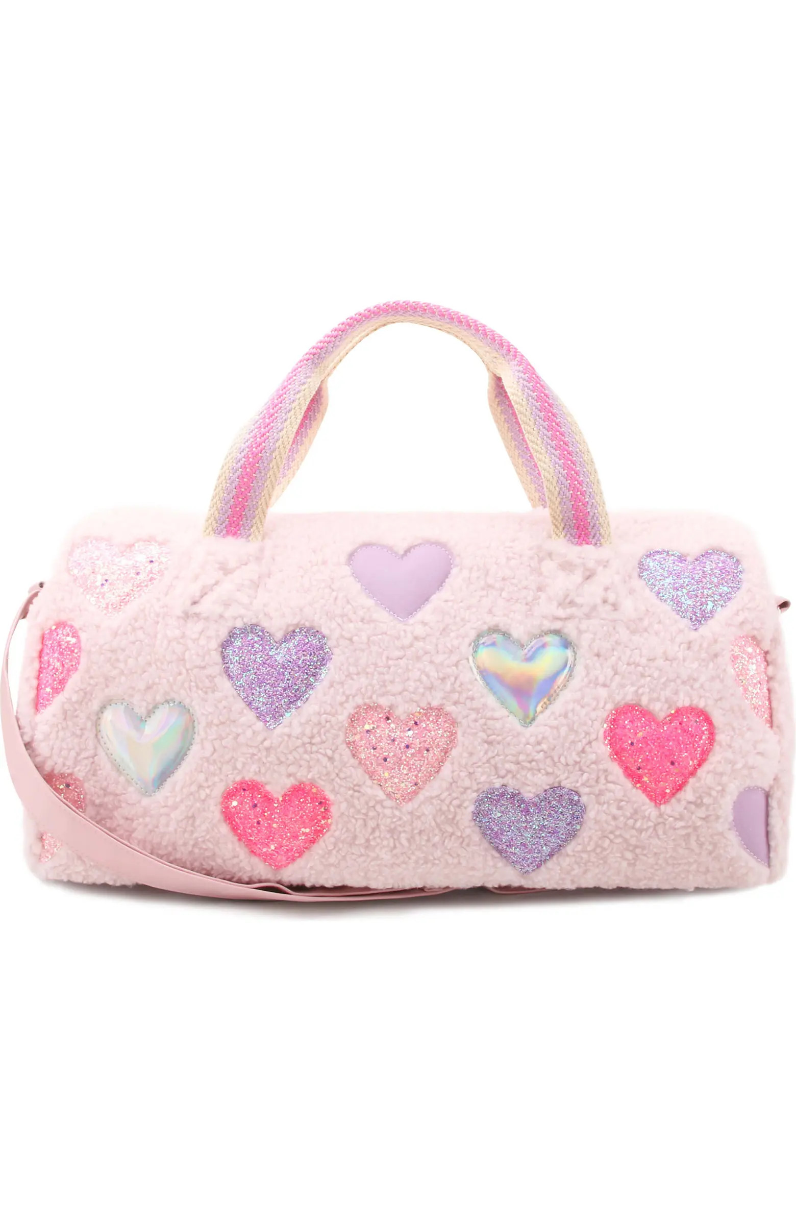 Kids' Heart Patch Faux Fur Duffle Bag | Nordstrom