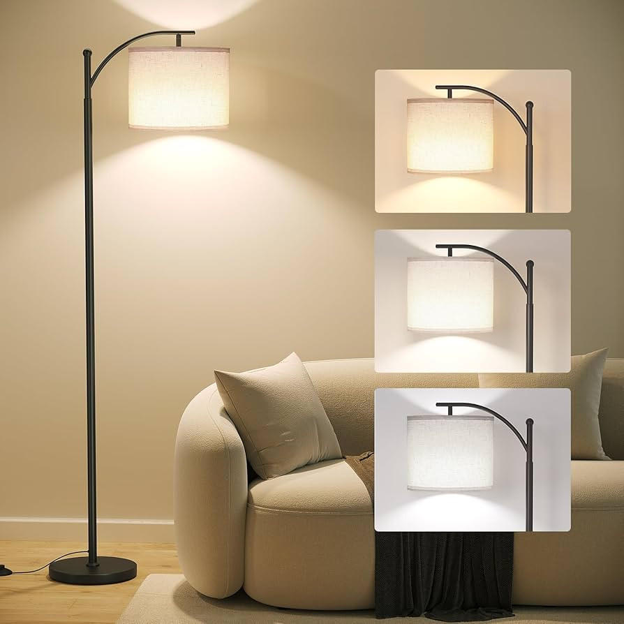 SUNMORY Arc Floor Lamp,Modern Floor Lamp with 9W 3 Color Temperatures Bulb,Metal Standing Lamps w... | Amazon (US)