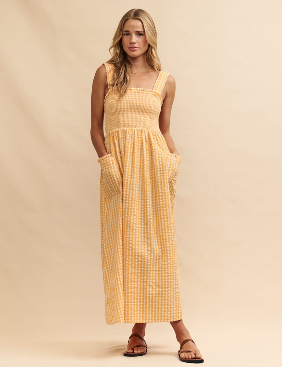 Yellow Gingham Dionne Midi Dress | Nobody's Child