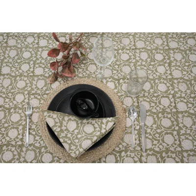 Fabdivine 18X18 Inch Table Napkin Block Print 6Kamal, Green {Set of 4} | Wayfair North America