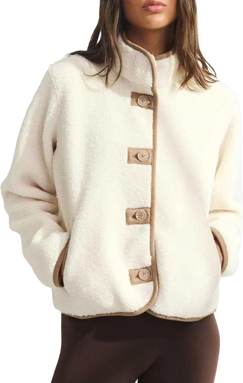 Jenkoon Womens Fleece Sherpa Jacket Button Down Fuzzy Outerwear | Amazon (US)